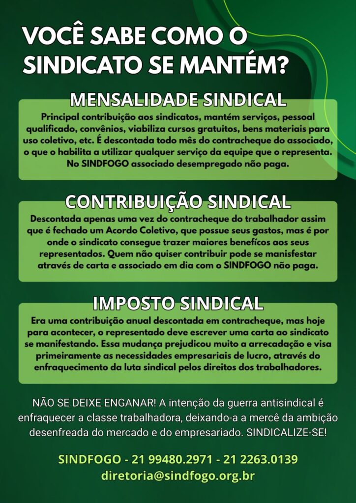 Imagem sobre tipos de cobranças sindicais